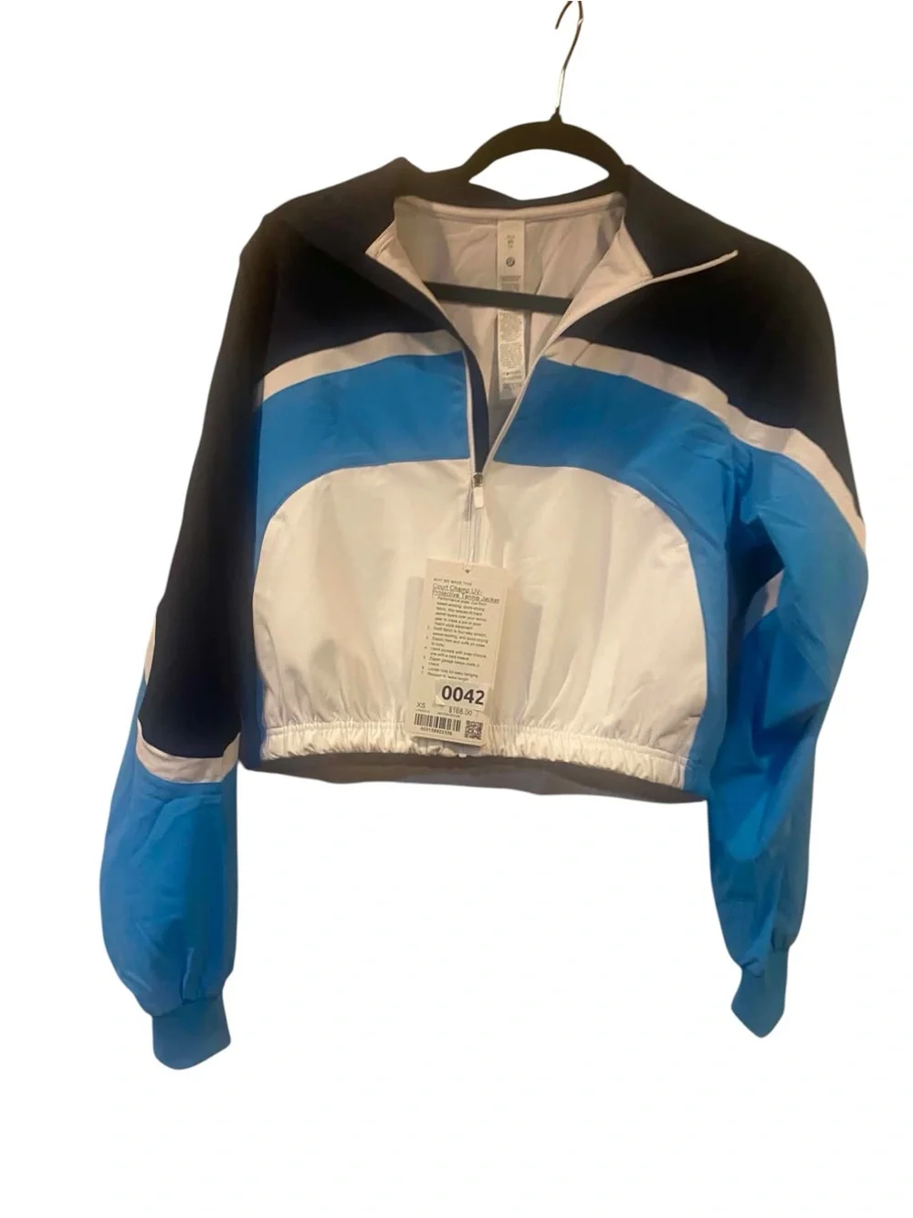 NWT Lululemon Court Charm UV Protective Tennis Jacket OCEAN BLUE/WHITE Size XS